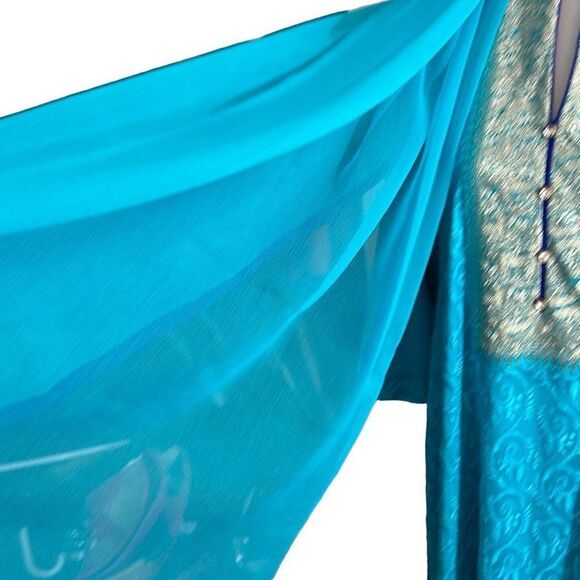 Rita’s Saharan Women's 3-Piece Embroidered Sequins Pakistani Slit Suit Blue Medi - Picture 6 of 10